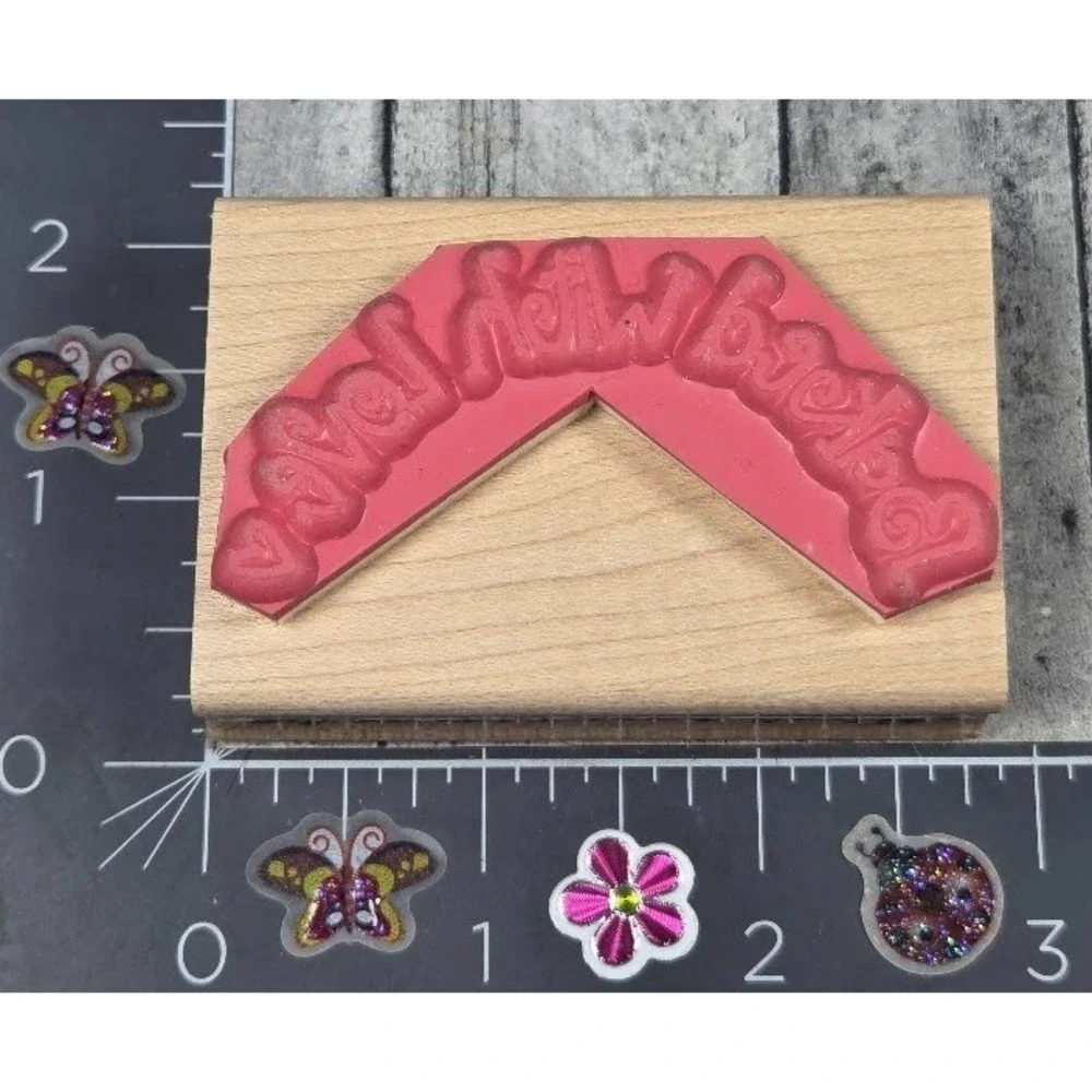 JRL Design Baked With Love S383 Heart 2X2.75 Rubber Stamp #Q91
